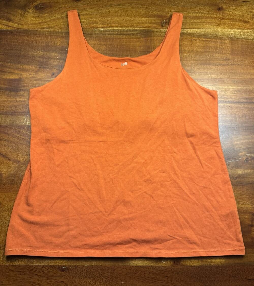 J.Jill Perfect Shelf-Bra Tank Top Womens Orange Scoop Neck Workout Yoga Tank L